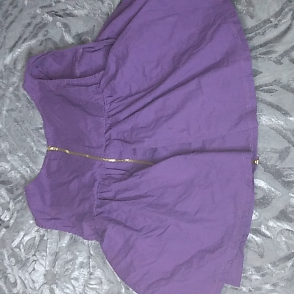 Purple ruffled zip up top